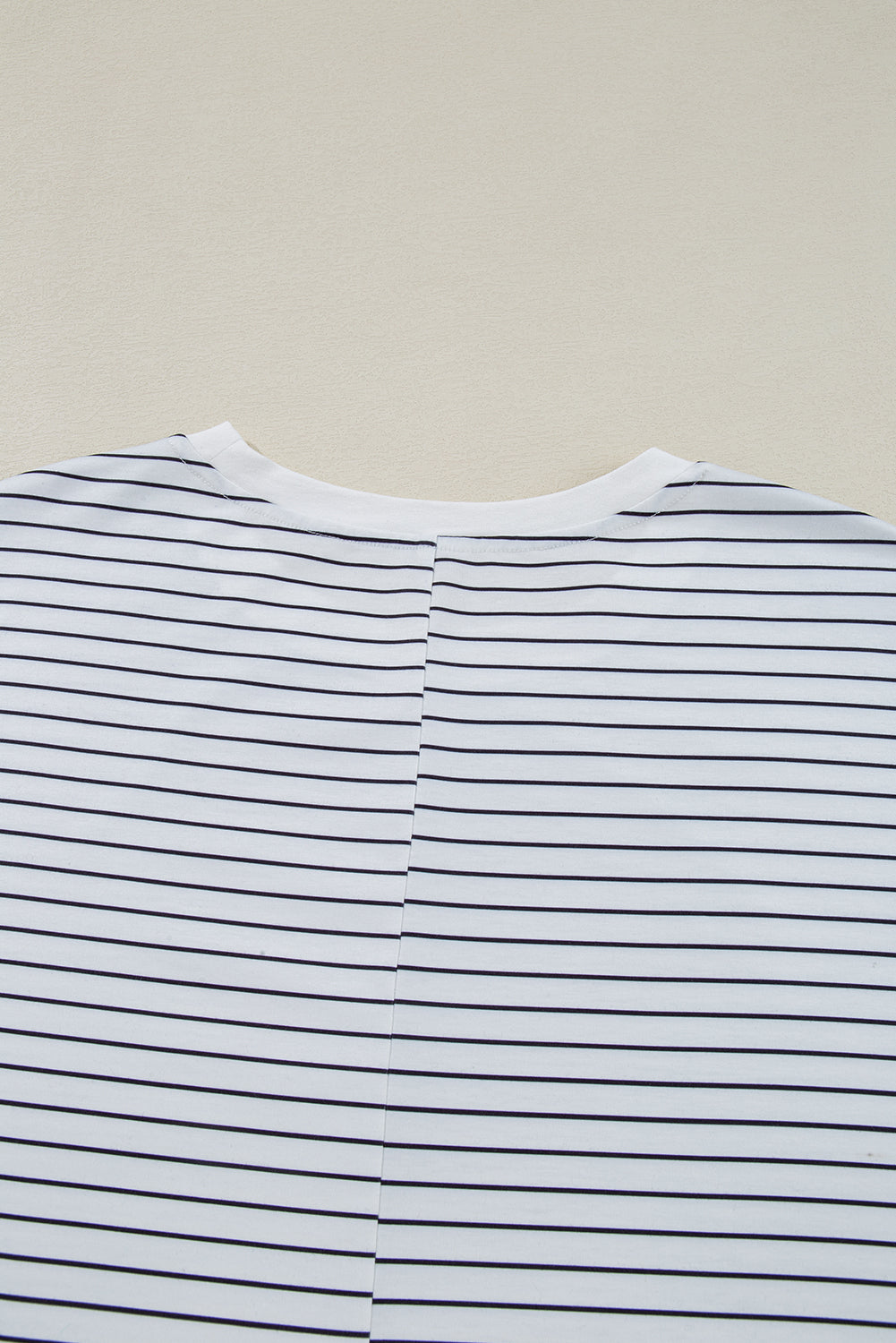 Black Stripe Ruffled Short Sleeve Crew Neck T Shirt Shift Mini Dress