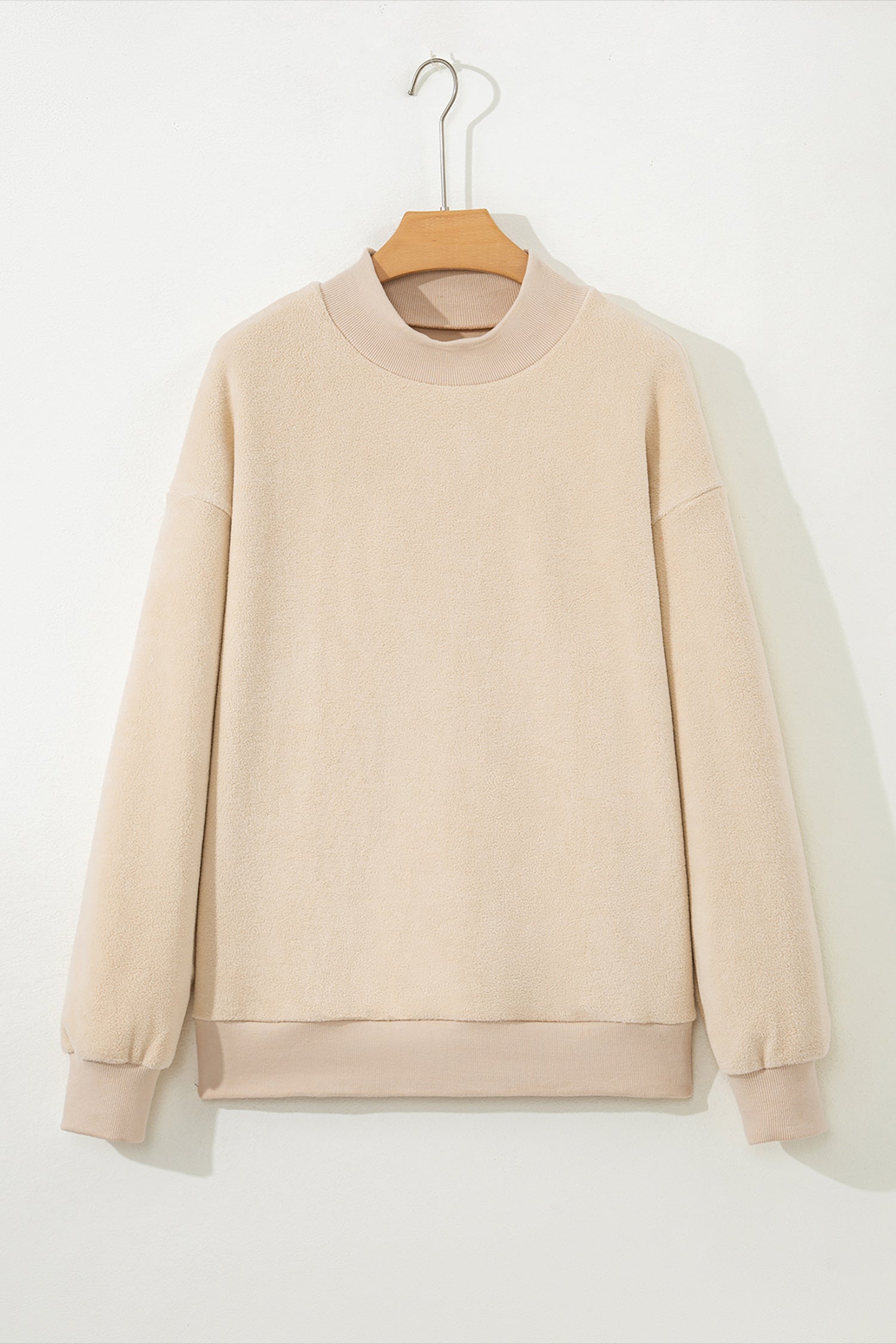 Bright Pink Oversize Blessed Embroidered Mock Neck Sweatshirt