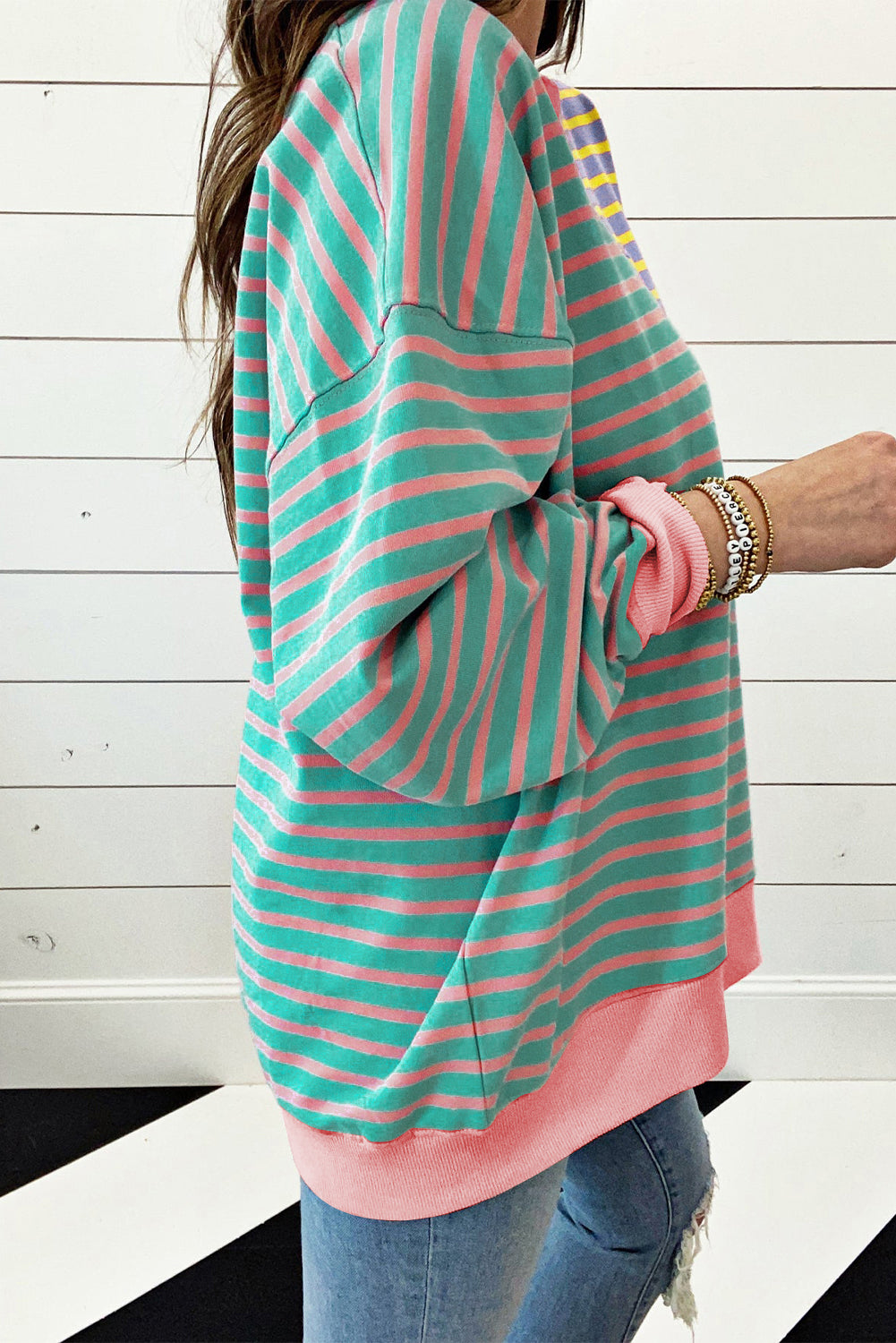 Colorblock Drop Shoulder Oversize Sweatshirt