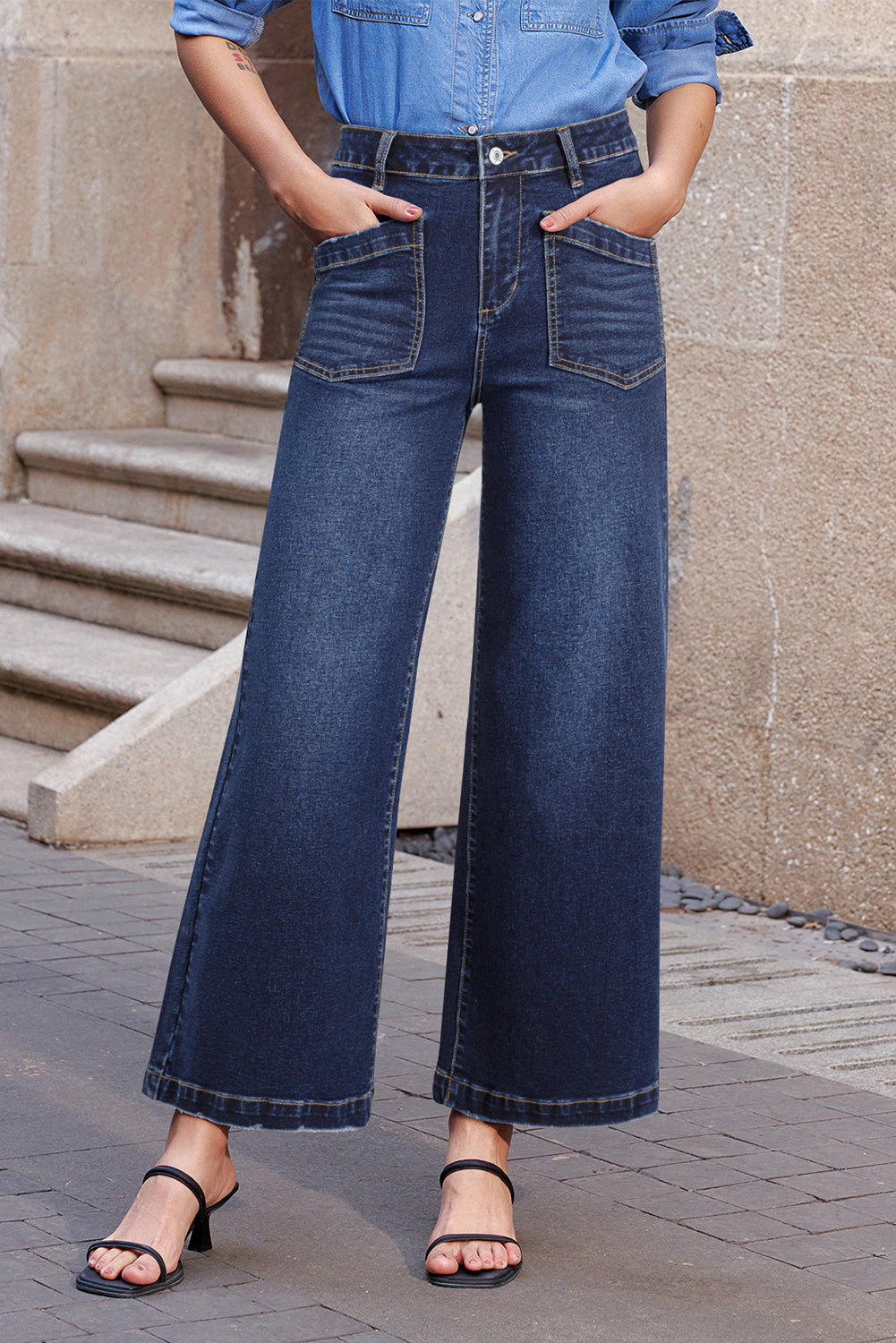 Brown Mimimalist Patch Pocket Womens Shift Jeans