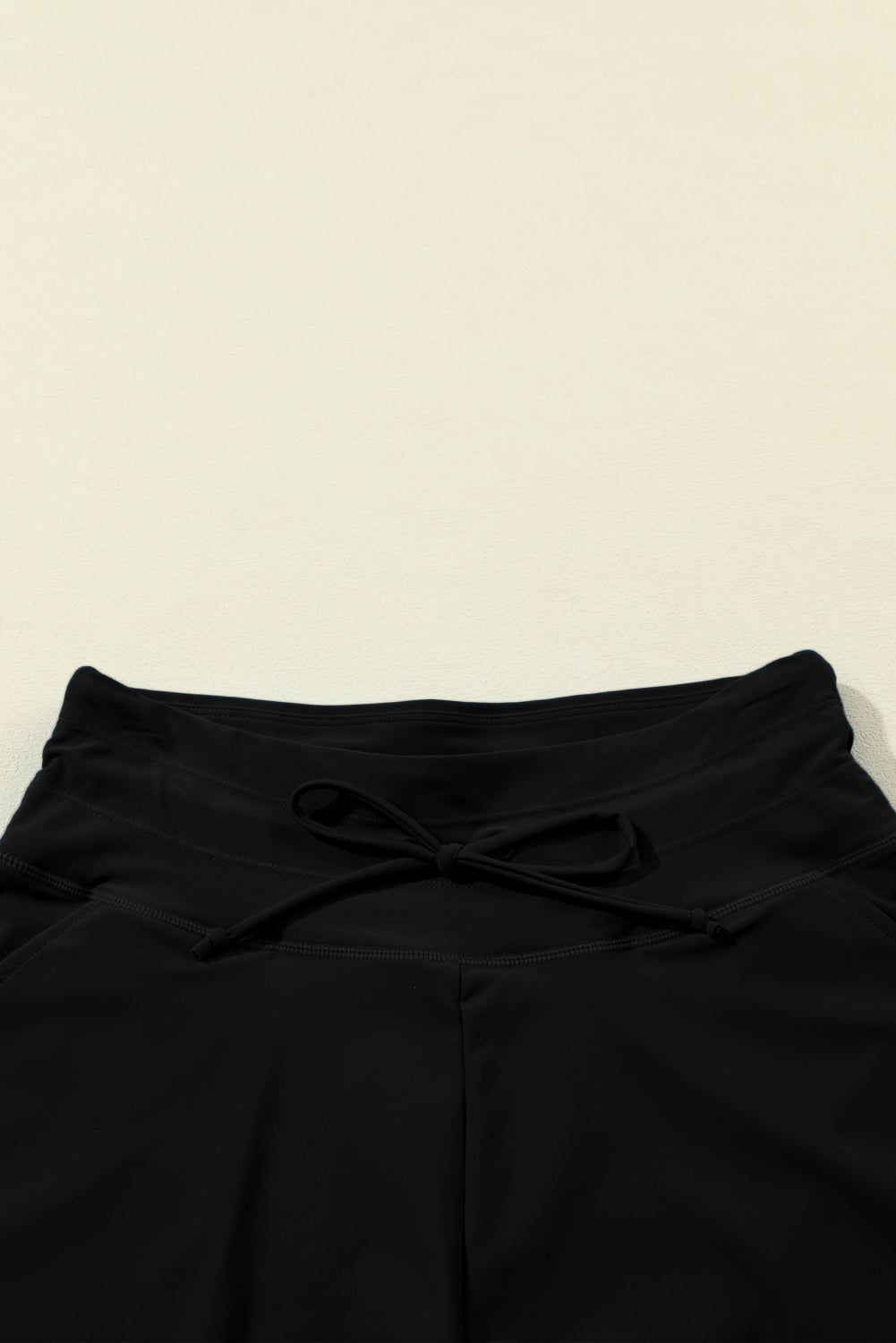 Black Drawstring Wide Leg Swim Shorts