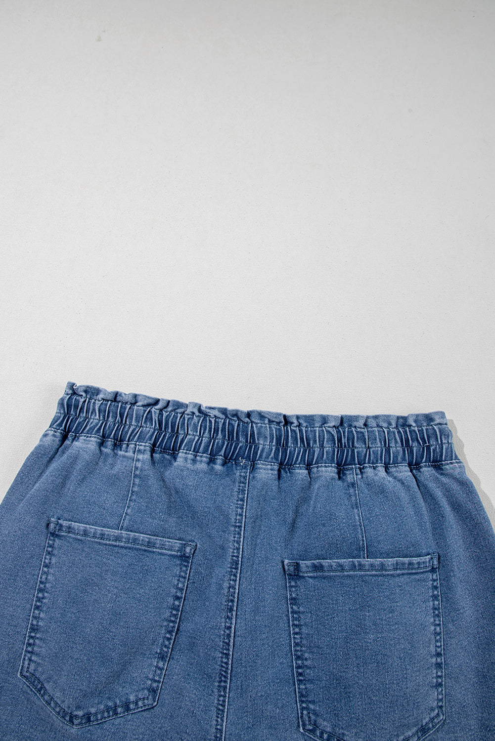 Ashleigh Blue Drawstring Elastic Waistband Casual Denim Shorts with Pockets