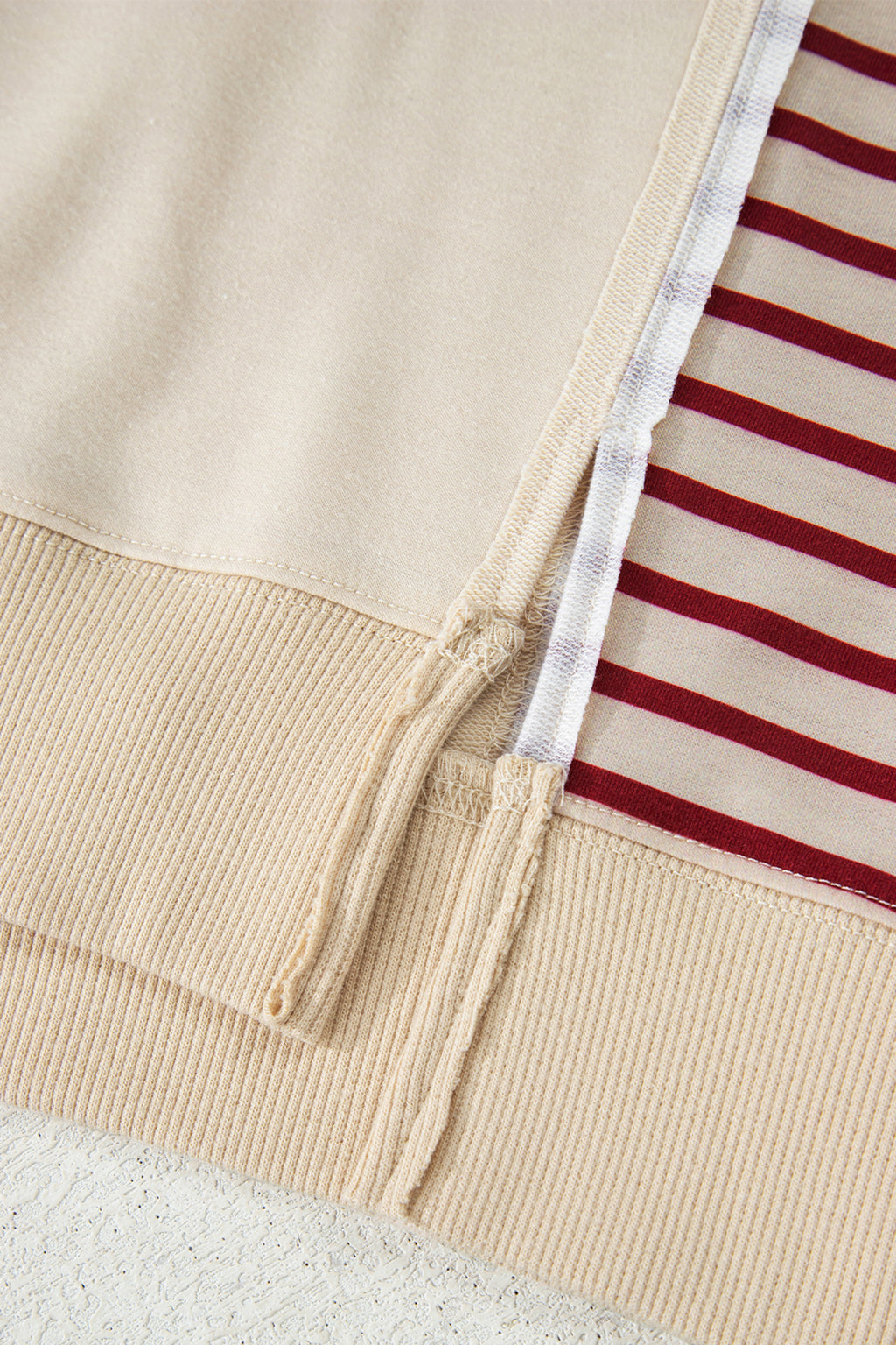 Black Stripe Sleeve Patchwork Casual Knit Top
