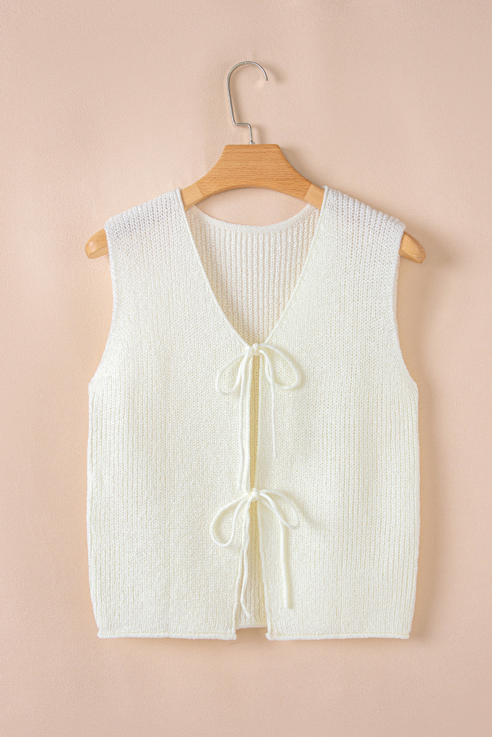 Tomato Red Lace-up Front V Neck Sweater Vest
