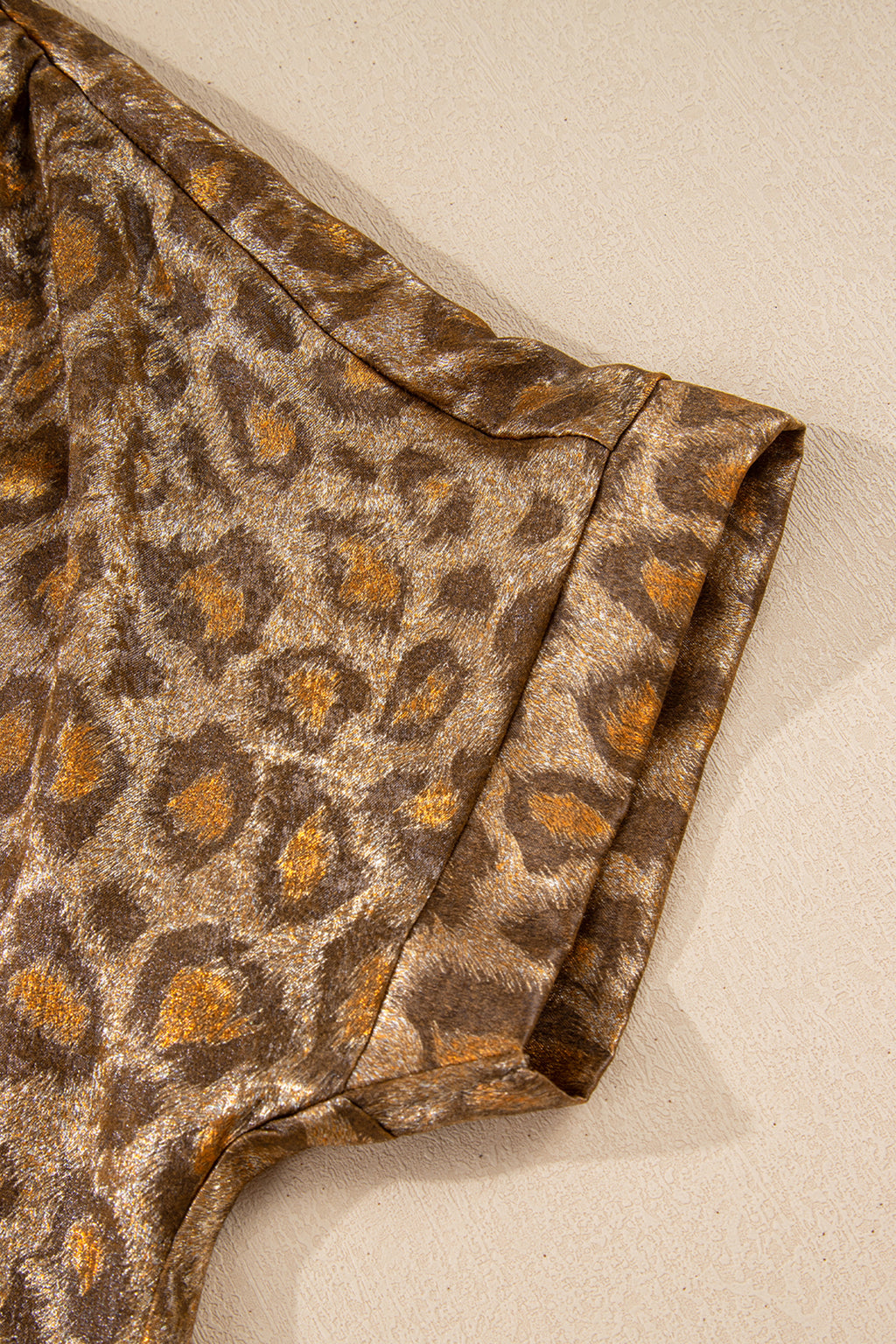 Gold Metallic Leopard Short Sleeve Casual Shirt