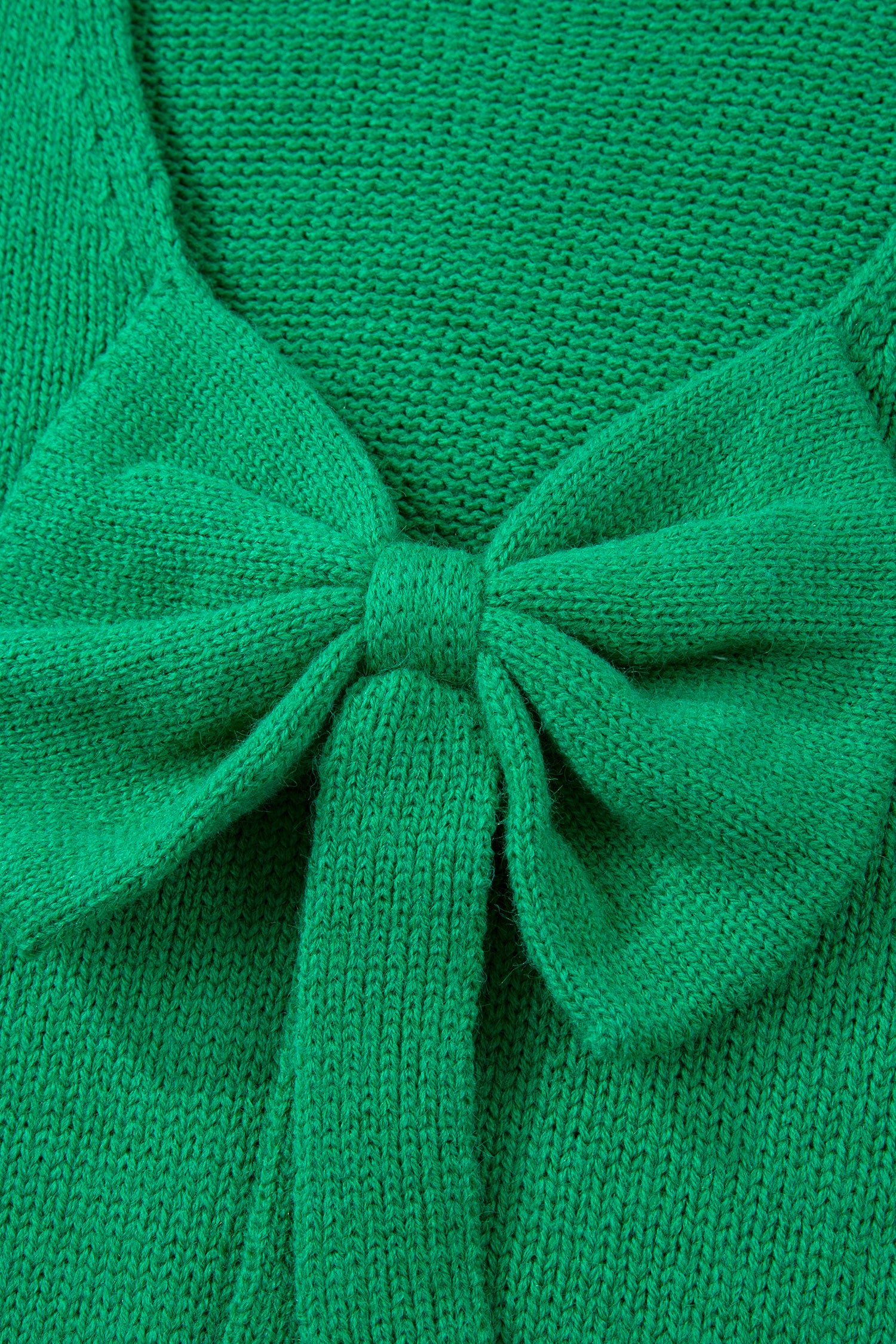 Bonbon Festive Bow Backless Bubble Sleeve Sweater