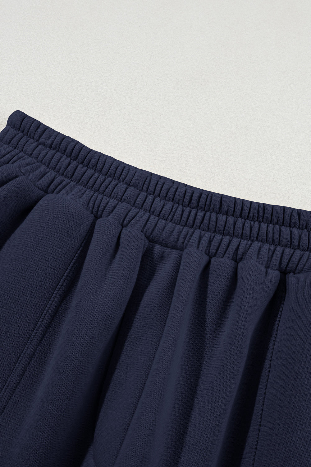 Navy Blue Solid Exposed Seams Hoodie and Joggers Activewear Set