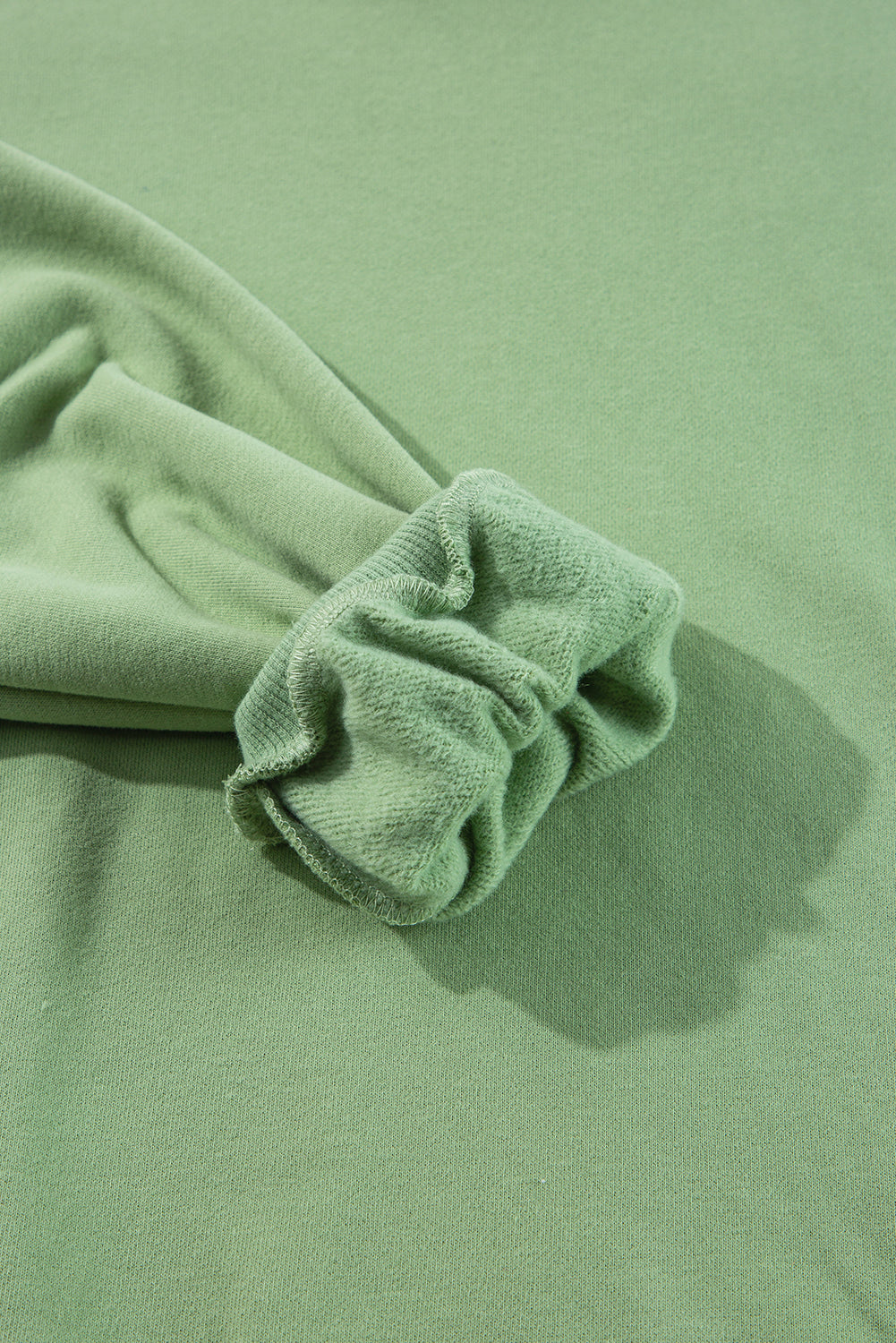 Grass Green Solid Fleece Lined Drop Shoulder High Low Sweatshirt