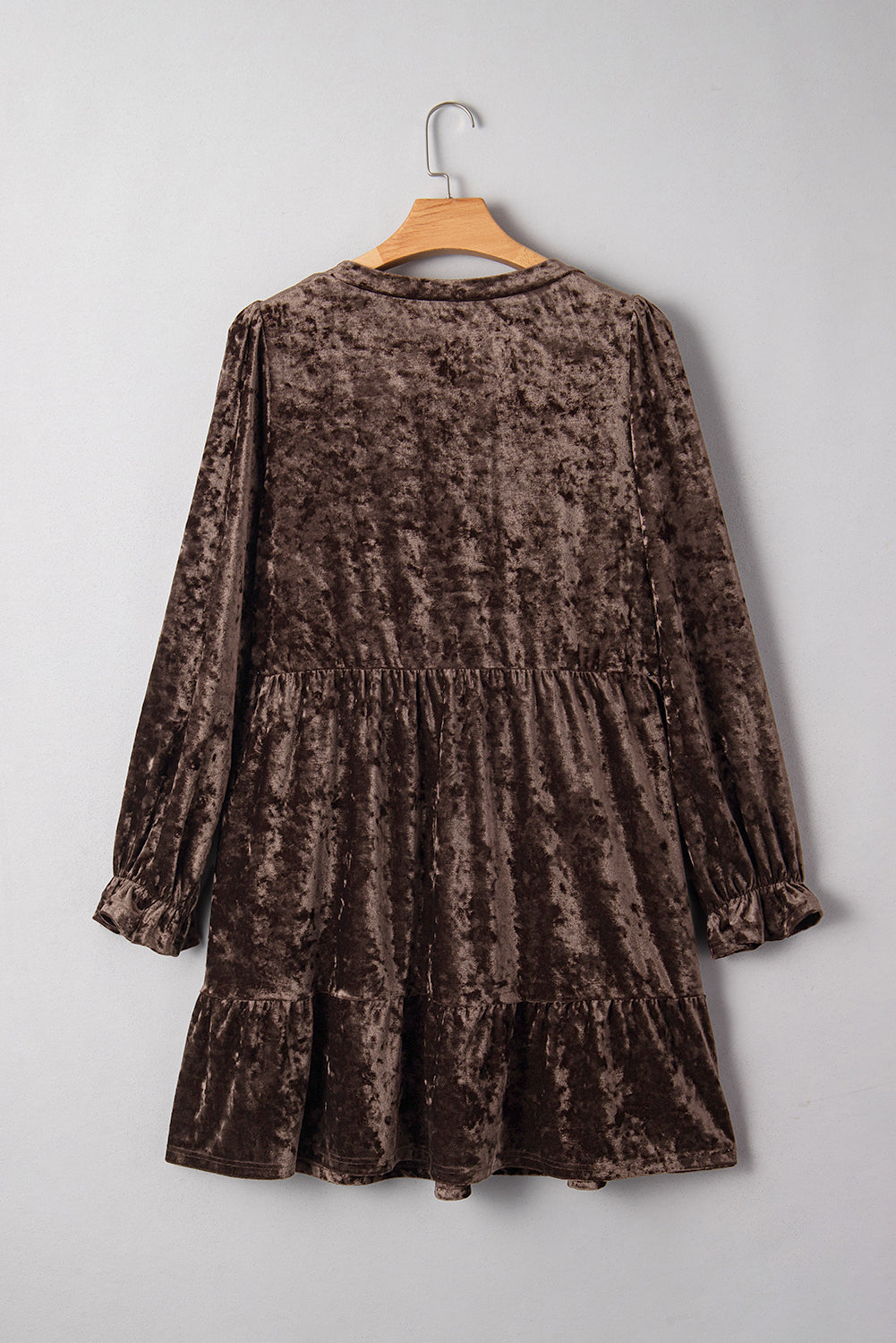 Jungle Green Plus Size Velvet Babydoll Mini Dress with Puff Sleeve