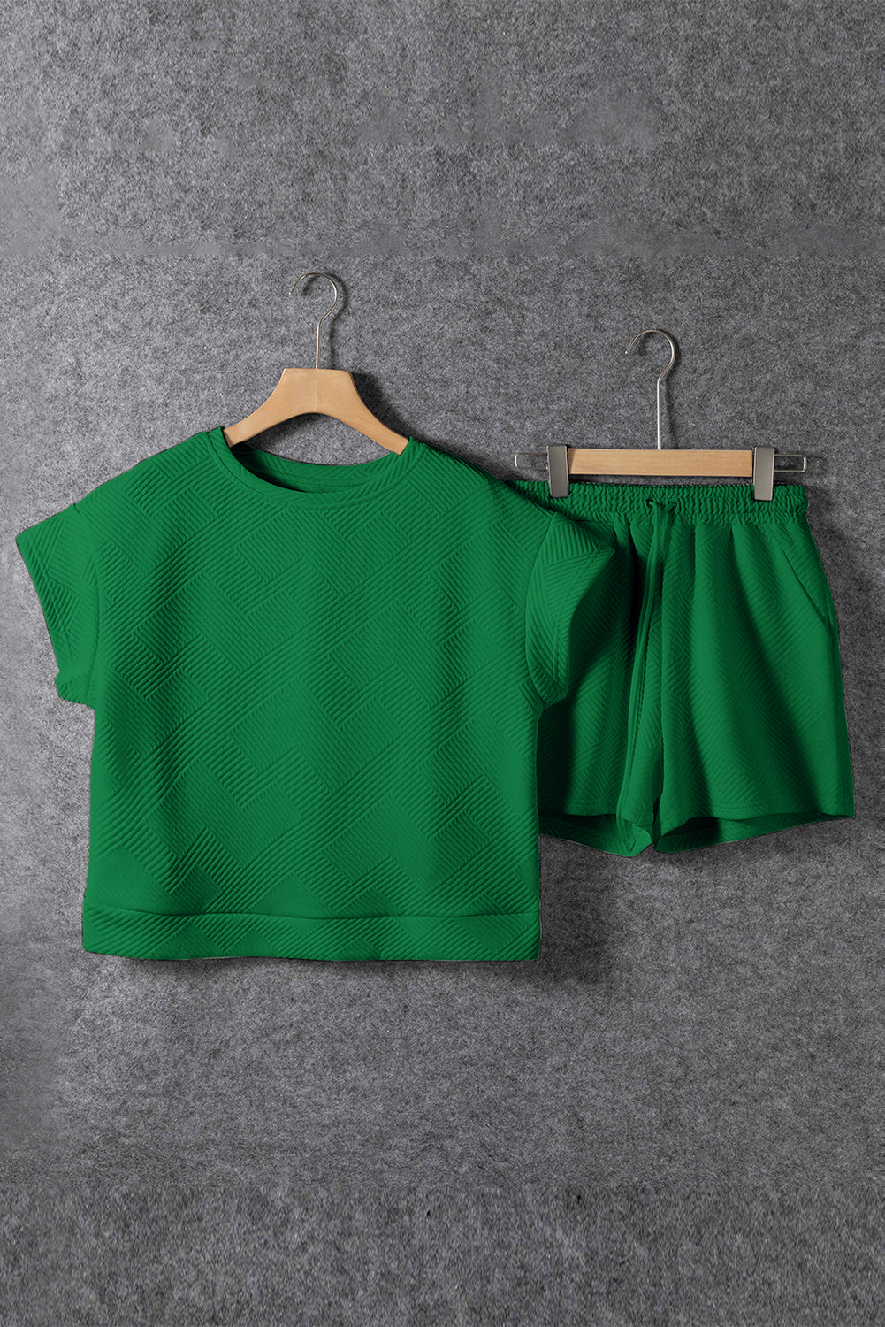 Mineral Blue Textured Short Sleeve Top and Shorts Set