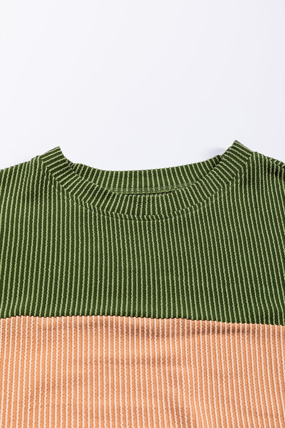 Pale Chestnut Color Block Corded Long Sleeve Top