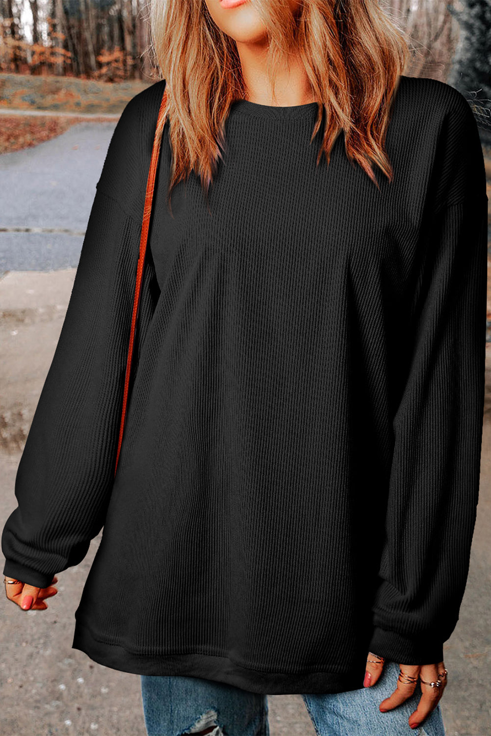 Grass Green Ribbed Corded Oversized Sweatshirt