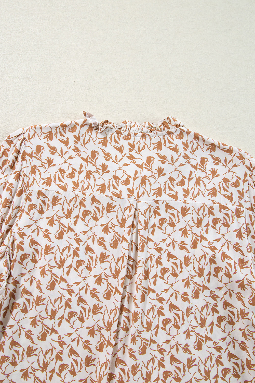 Green Printed Lace Detail Floral Puff Sleeve Fall Shirt