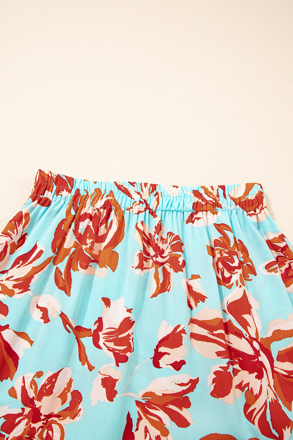 Orange Bohemian Floral Print Tiered Maxi Skirt with Split