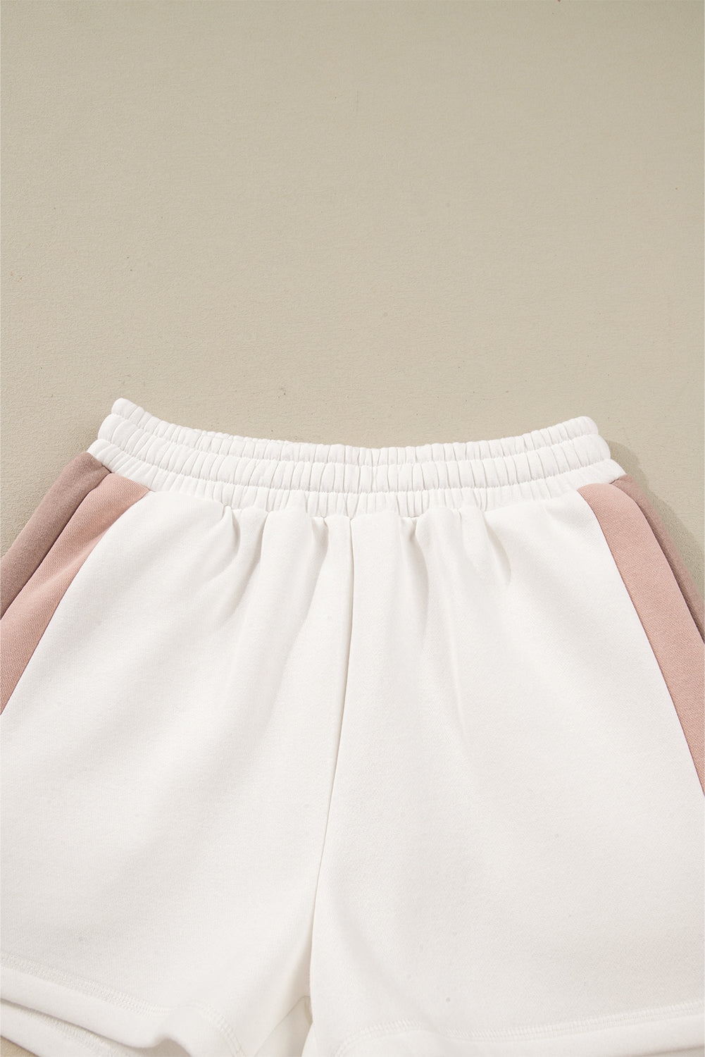White Color Block Patchwork Drop Shoulder Pullover Casual Shorts 2pcs Outfit