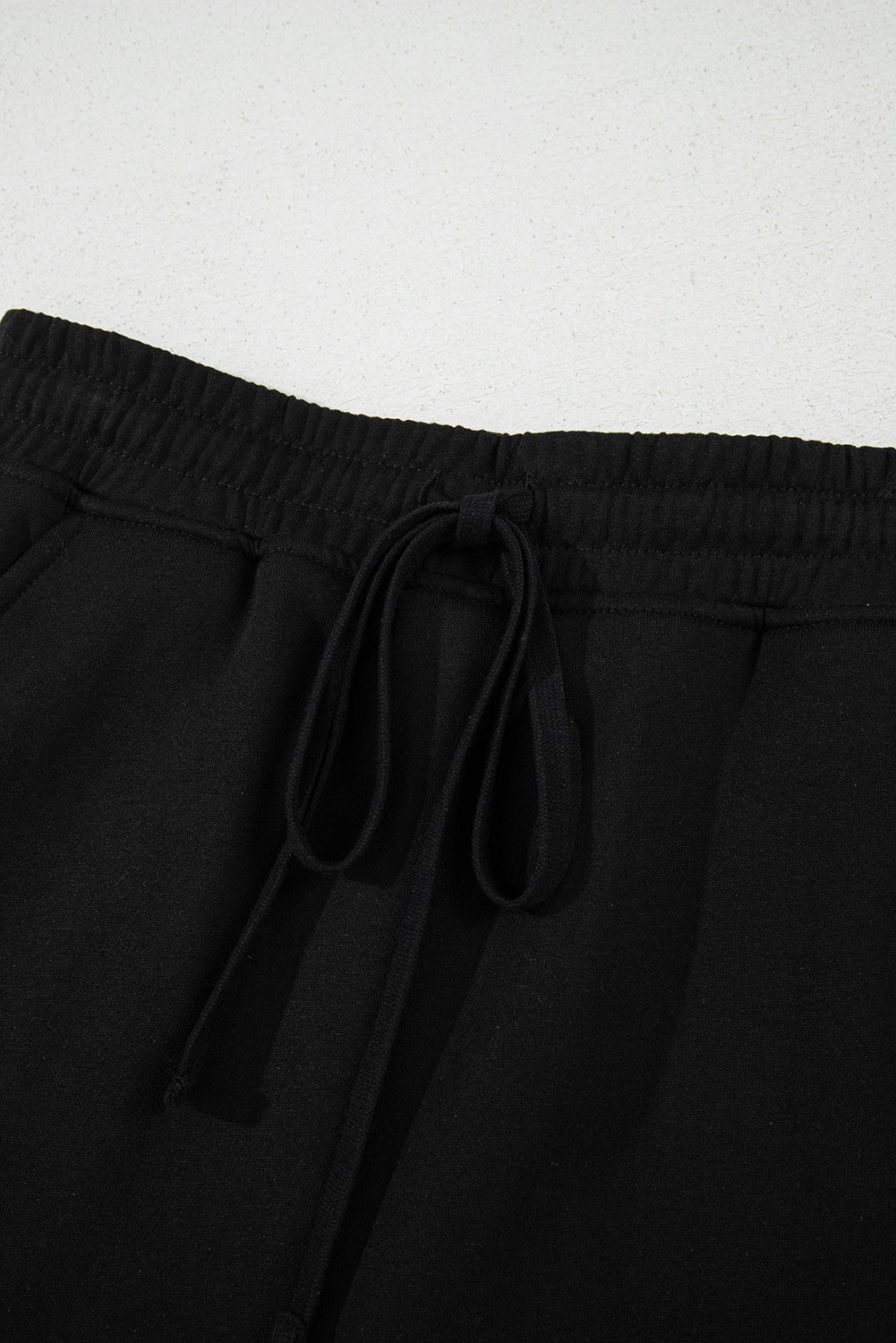 Black French Terry Drawstring Elastic Waistband Mini Skort with Pockets