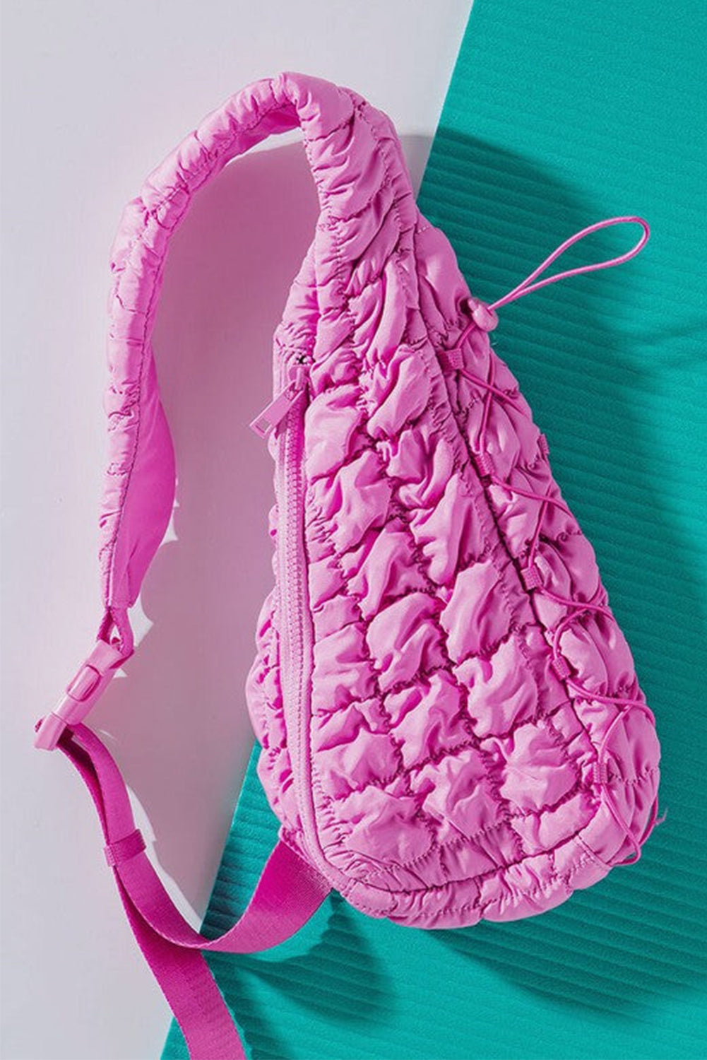 Wisteria Marshmallow Quilted Drawstring Decor Sling Bag