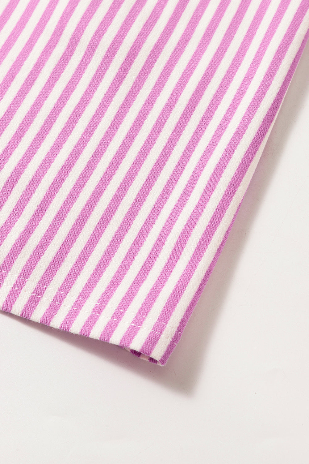 Pink Stripe Patchwork Bracelet Sleeve Plus Size T Shirt
