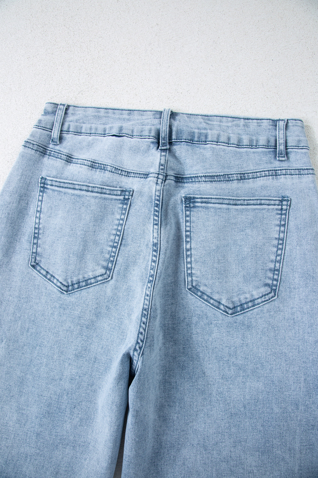 White Bow Knot Side Detail Straight Leg Loose Jeans