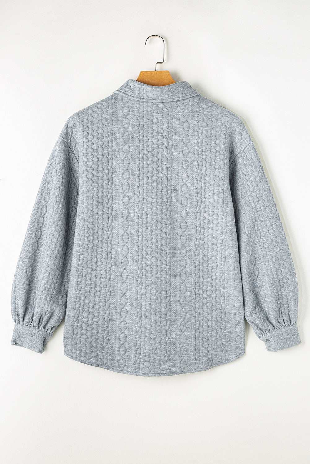 Sepia Rose Cable Texture Puff Sleeve Loose Shacket