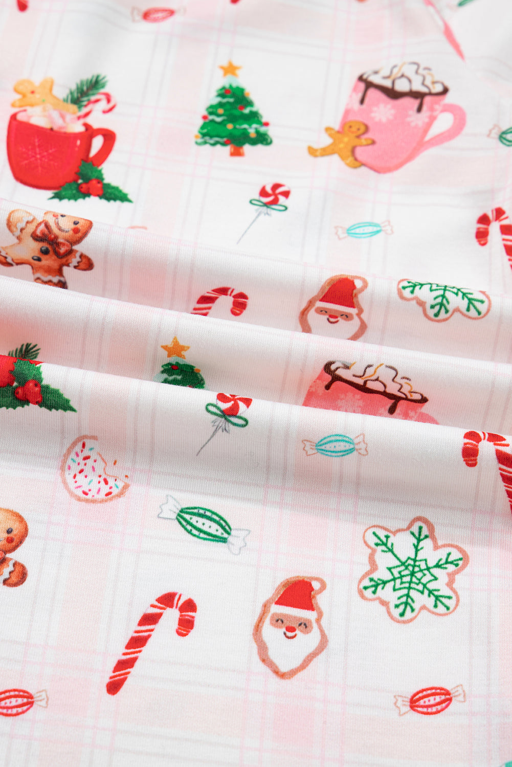 Pink Christmas Spirit Cute Holiday Print Short Sleeve Shirt and Pants 2pcs Pajama Set