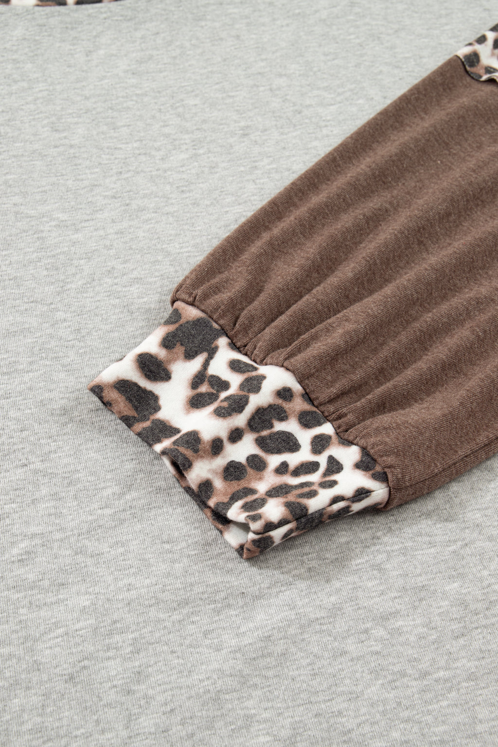 Gray Plus Size Leopard Color Block Patchwork Dolman Sweatshirt