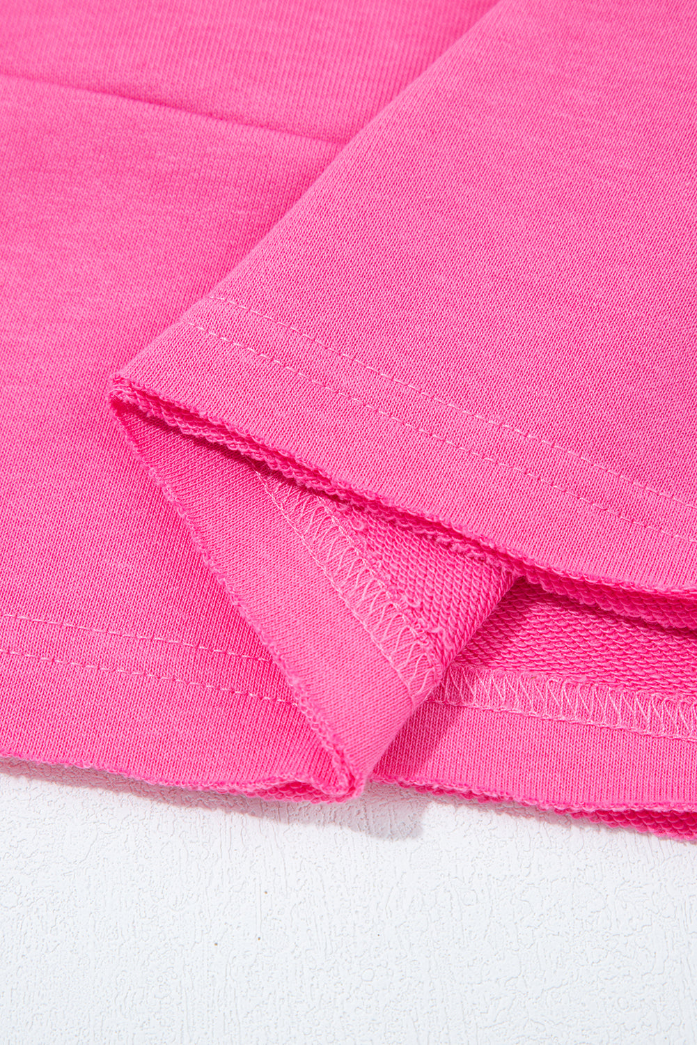 Bright Pink Raw Edge Half Buttons Pullover and Jogger Pants Set