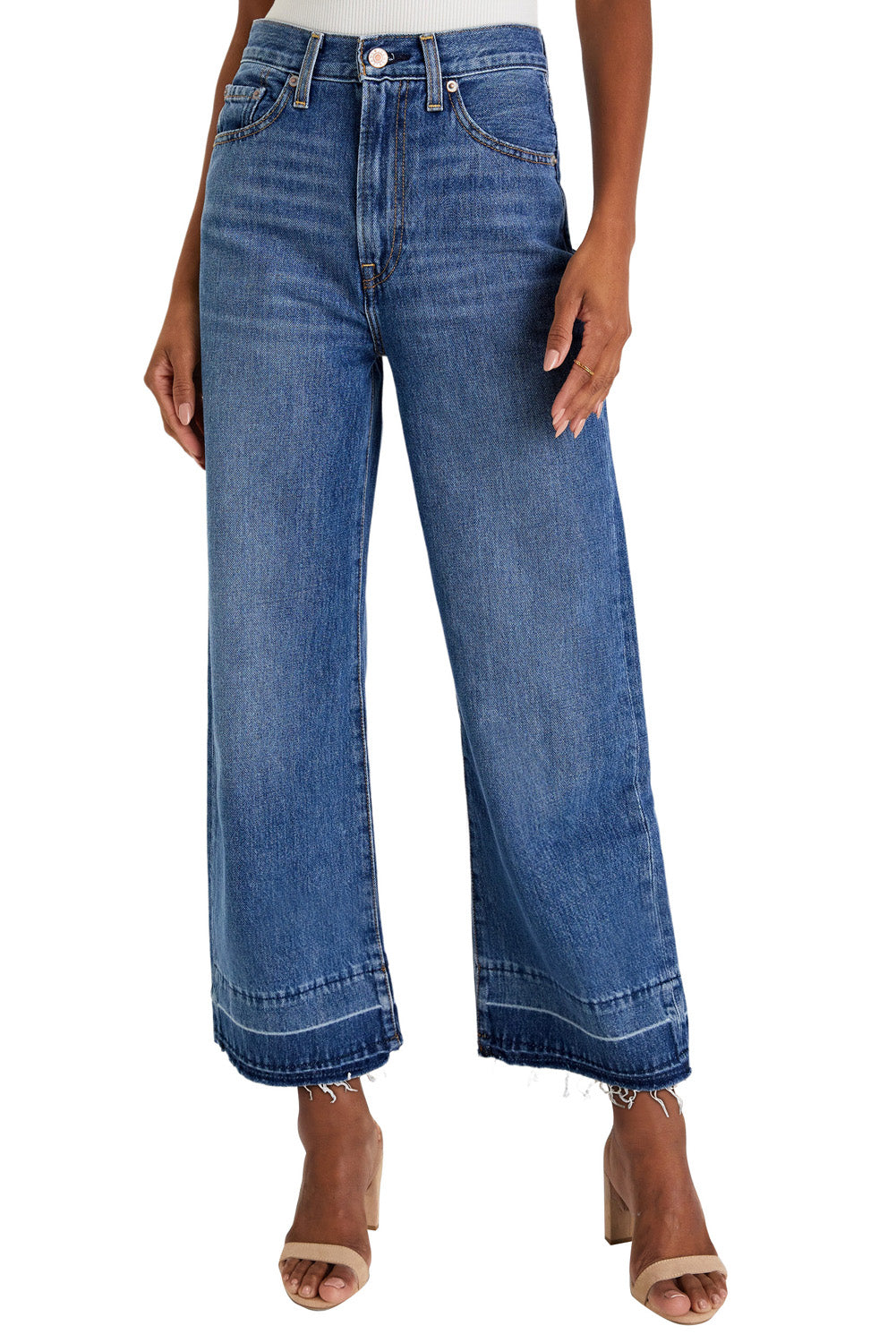 Gray Raw Hem Straight Leg Loose High Waist Jeans