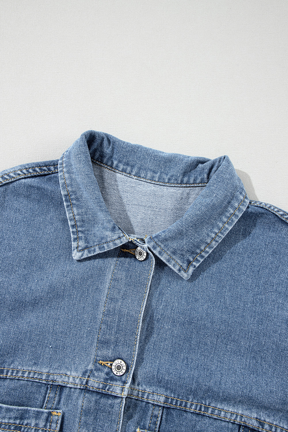 Blue Stripe Washed Oversize Pocketed Denim Jacket