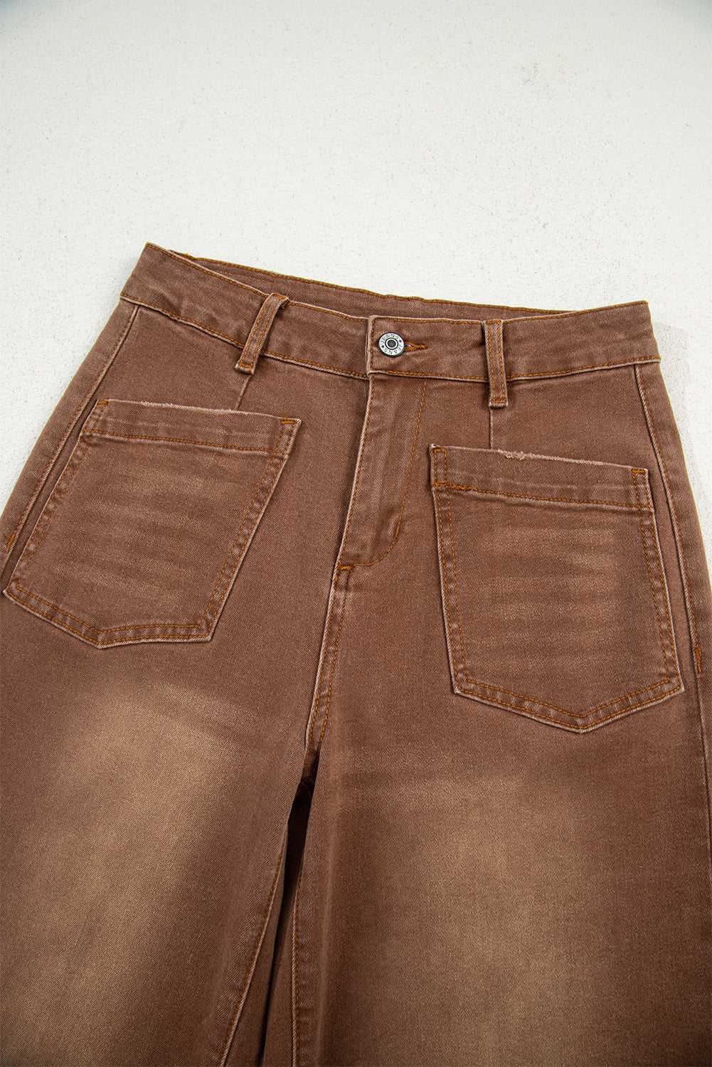 Brown Mimimalist Patch Pocket Womens Shift Jeans
