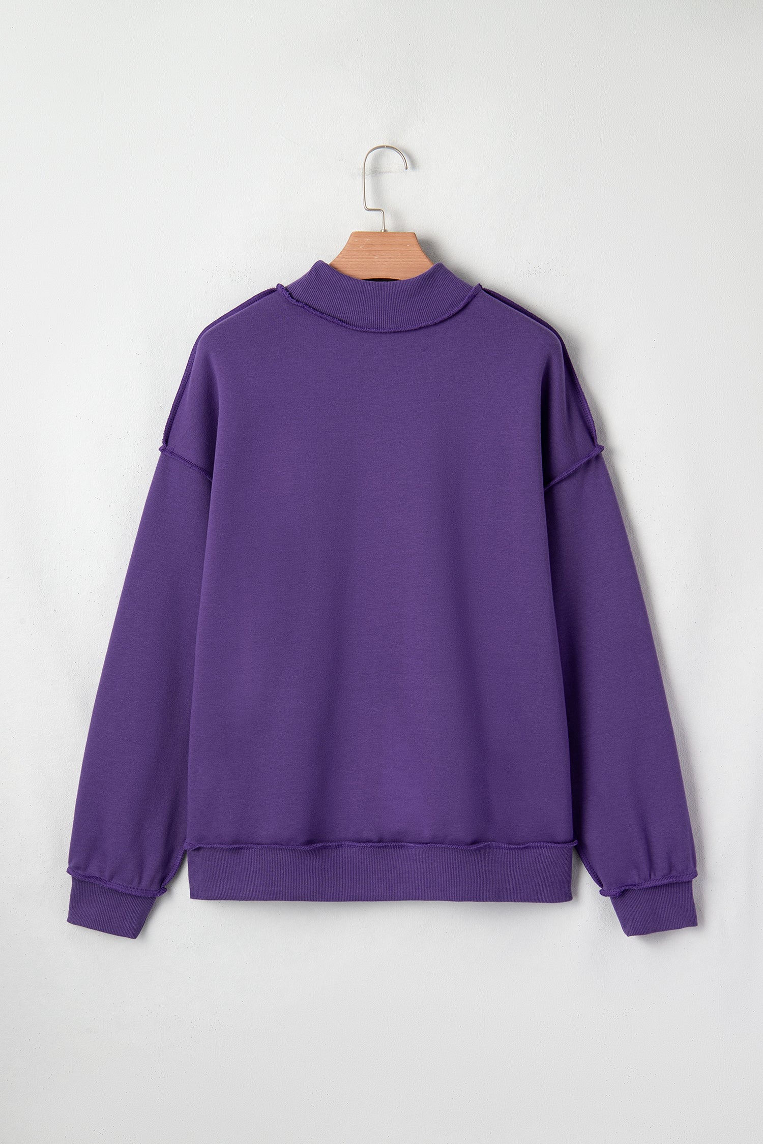 Bright Pink Oversize Blessed Embroidered Mock Neck Sweatshirt