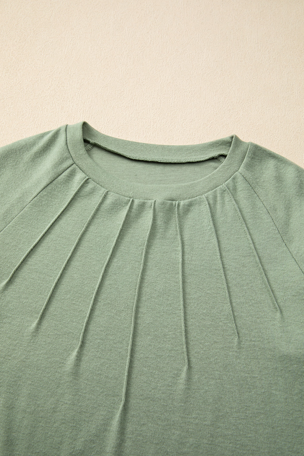 Navy Blue Solid Color Seam Detail Raglan Long Sleeve Top