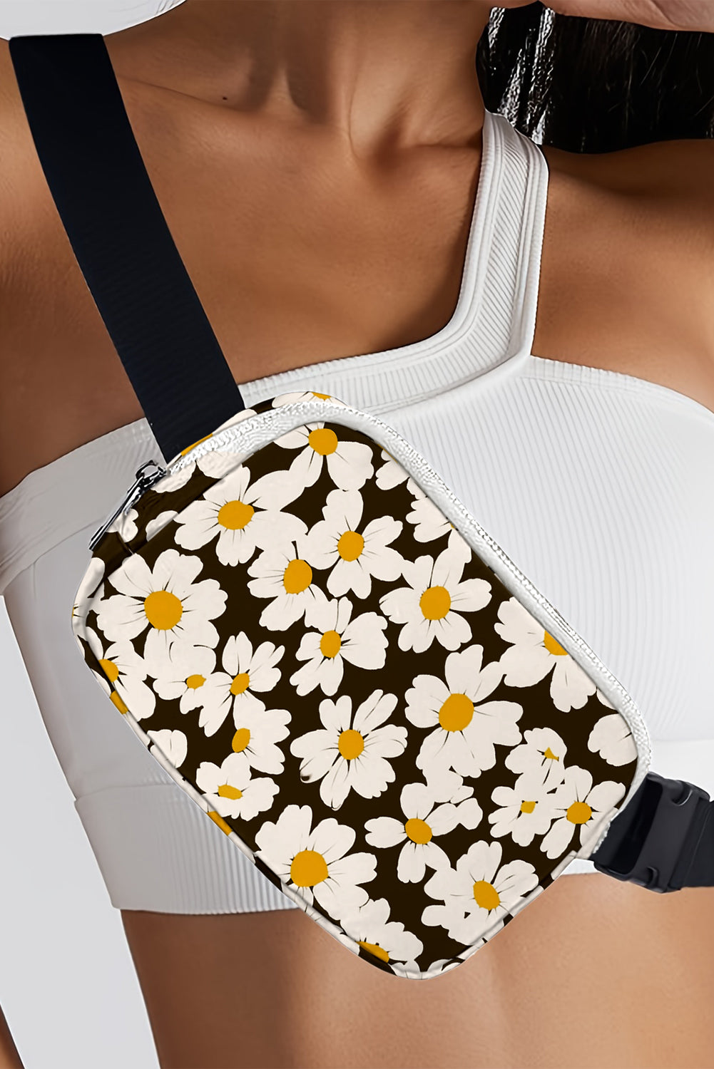 White Floral Leaves Print Stainless Large Portable Cup 40oz