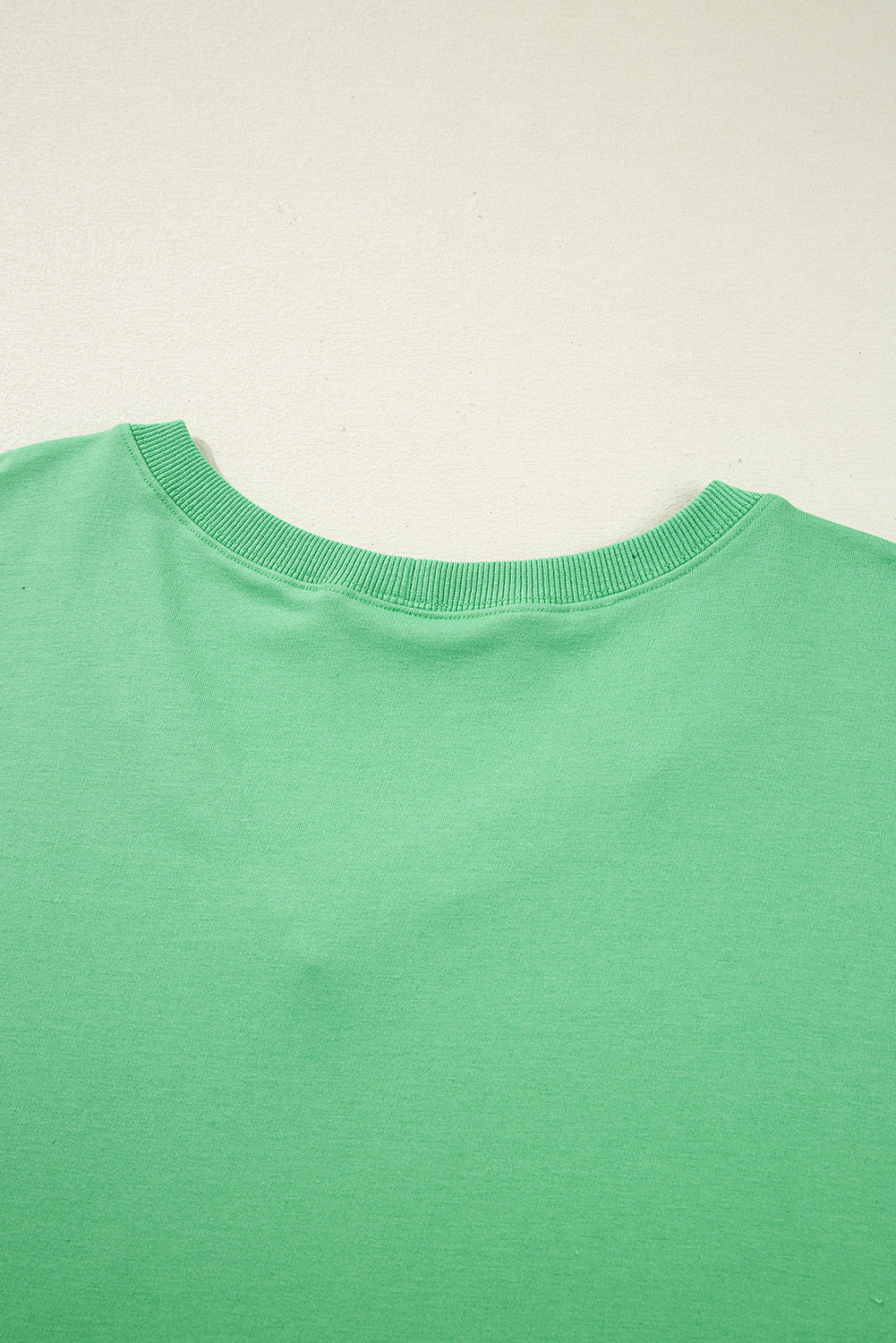 Mint Green V Neck Drop Shoulder Tee and Patchwork Drawstring Elastic Waistband Shorts Set