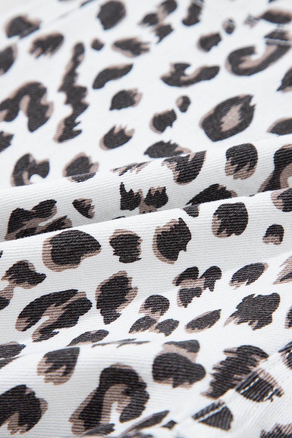 White Leopard Frayed Hem Denim Shorts