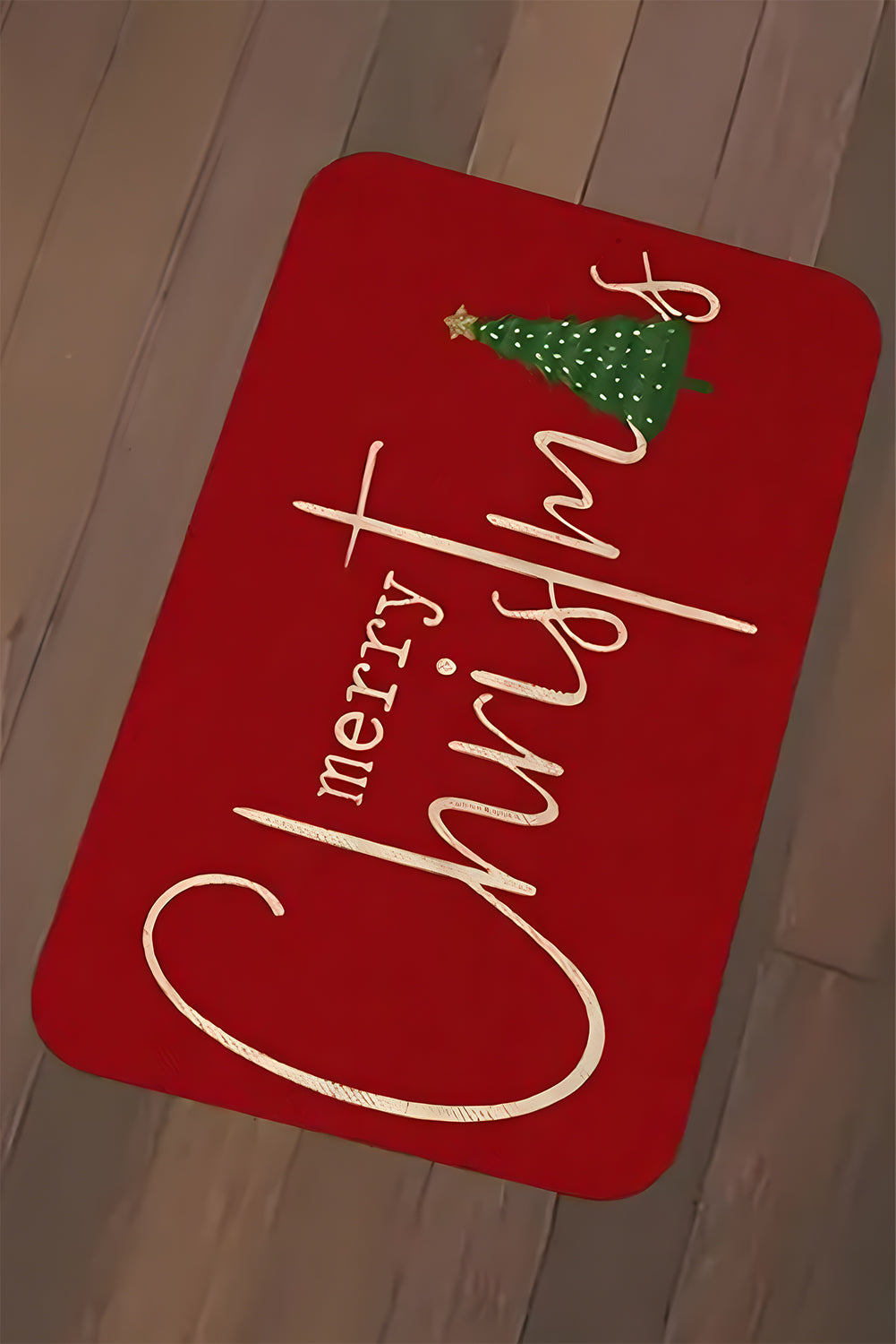 Fiery Red Merry Christmas Print Absorbency Entrance Mat