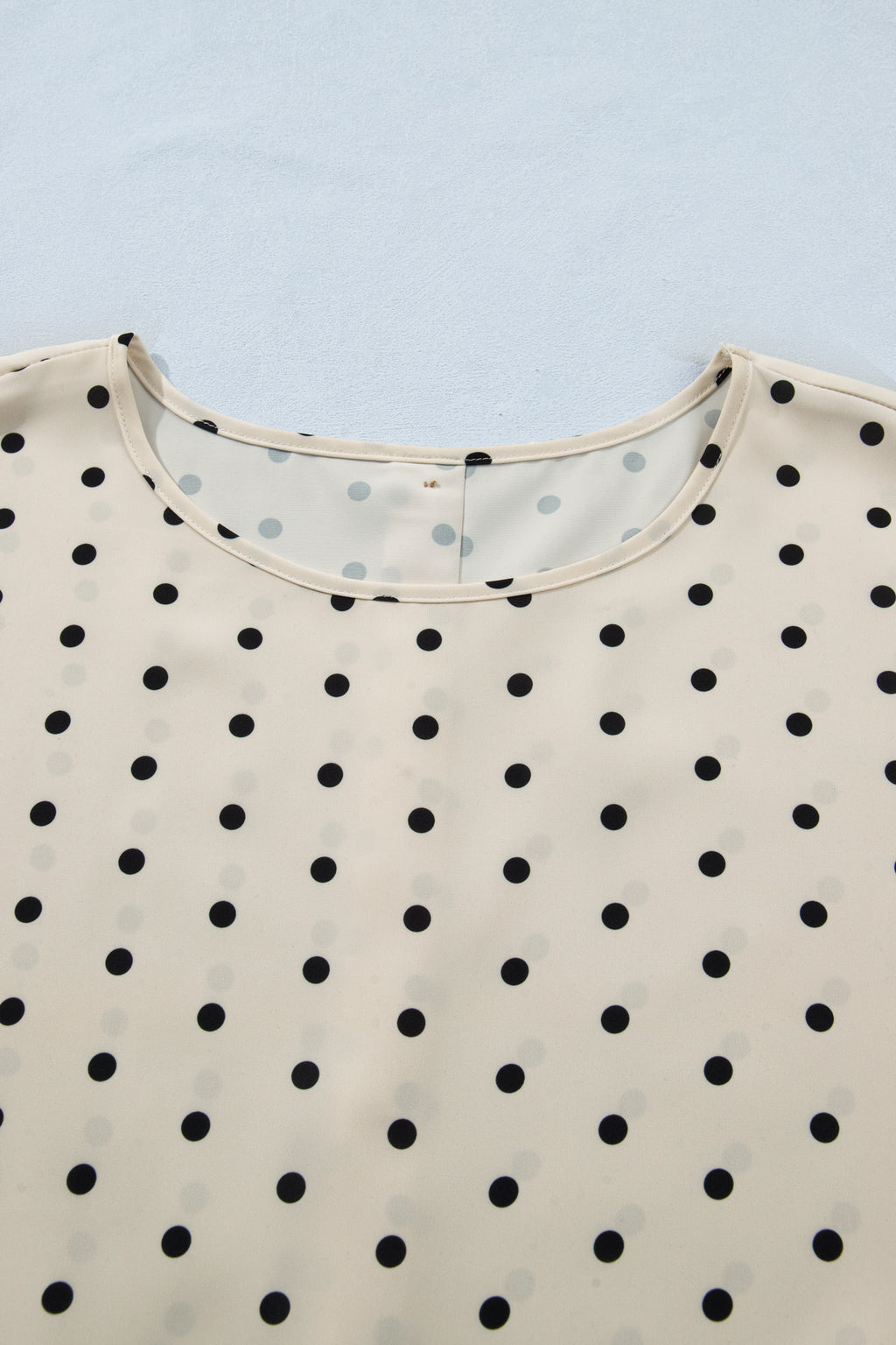 Apricot Plus Size Polka Dot Print Button Detail Short Sleeve Babydoll Blouse