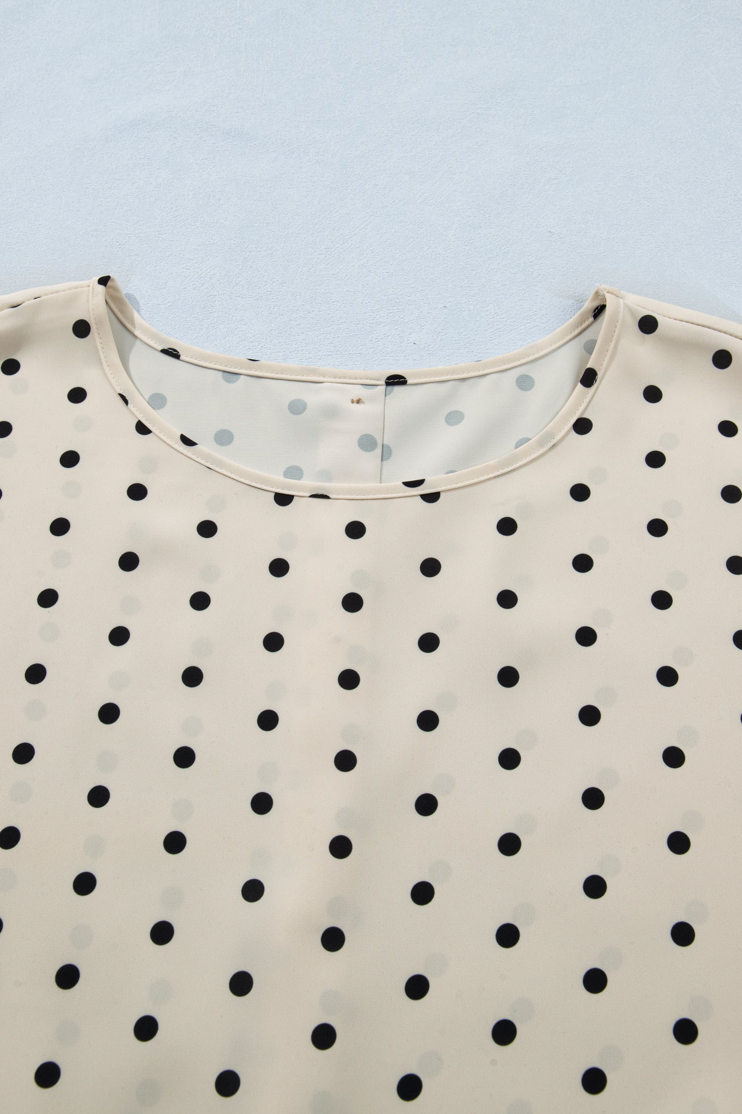 Apricot Plus Size Polka Dot Print Button Detail Short Sleeve Babydoll Blouse