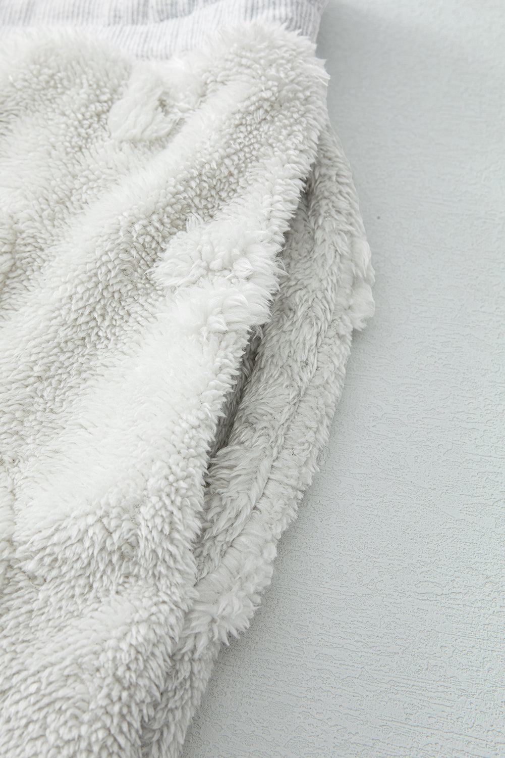 Light Grey Textured Leopard Fleece Loose Two Piece Lounge Set