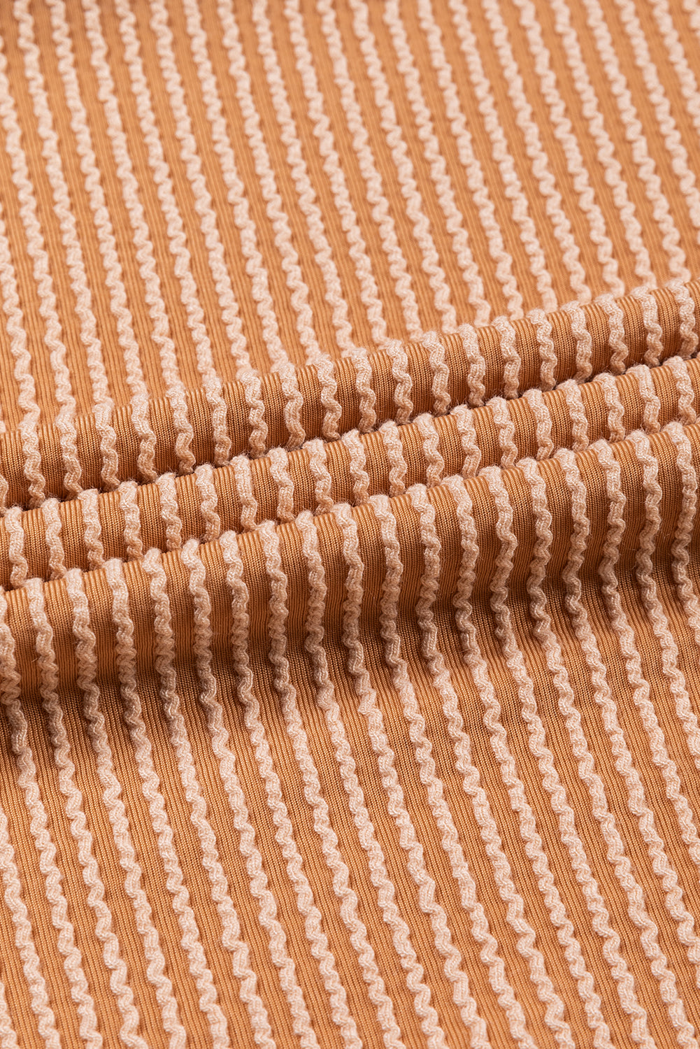 Pale Chestnut Color Block Corded Long Sleeve Top