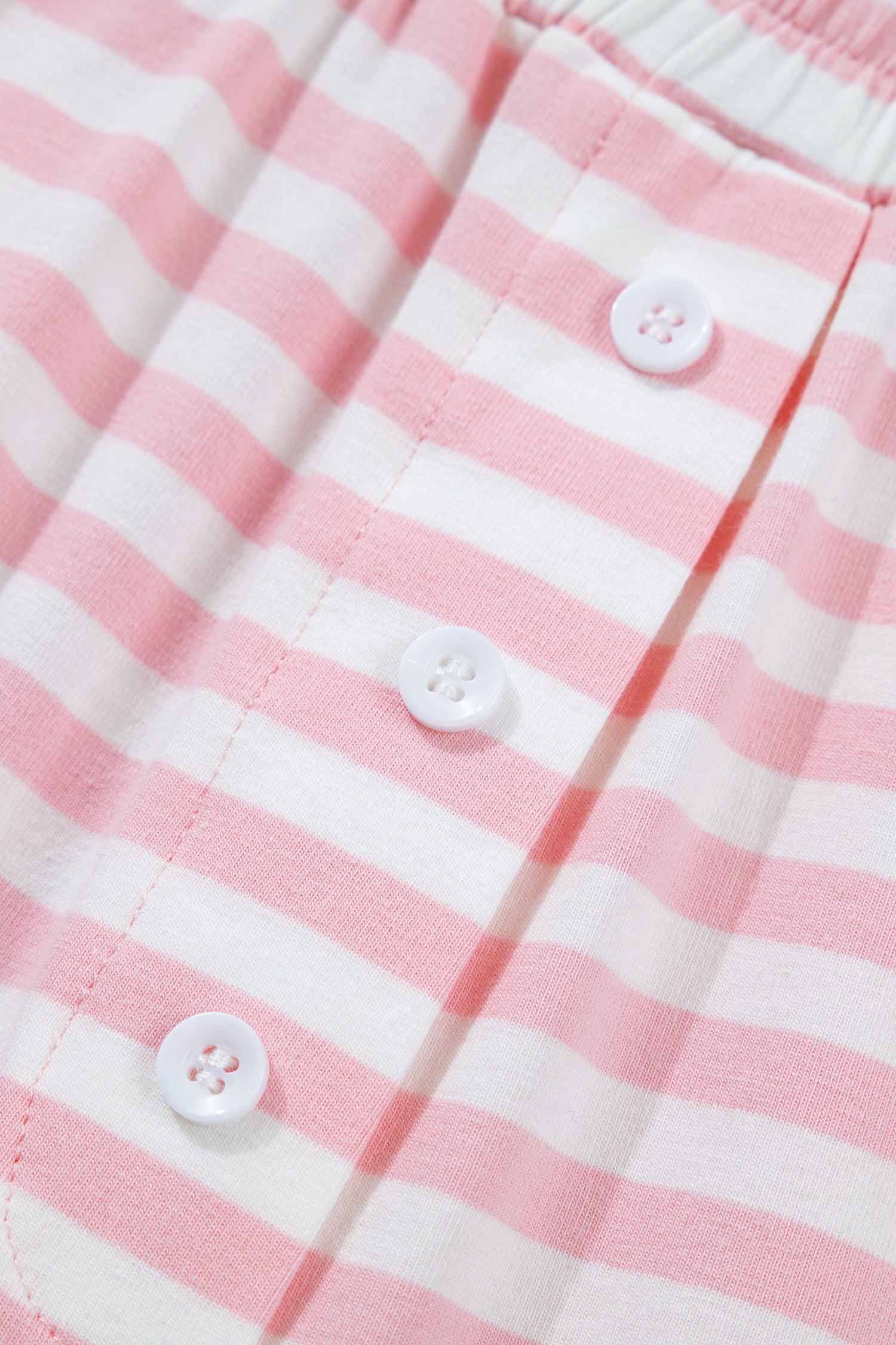 Rose Stripe Drop Shoulder Round Neck Top and Buttoned Straight Pants Two Piece Set