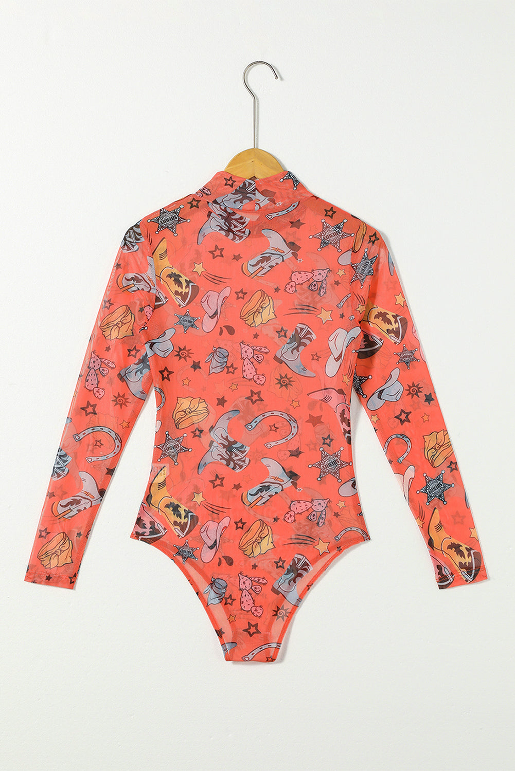 White Rodeo Bound Printed Long Sleeve Bodysuit