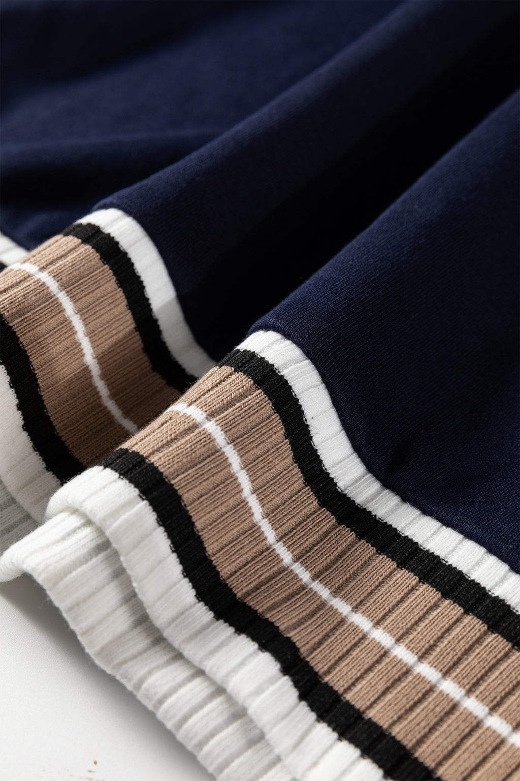 Gray Varsity Contrast Striped Trim V Neck Sweatshirt