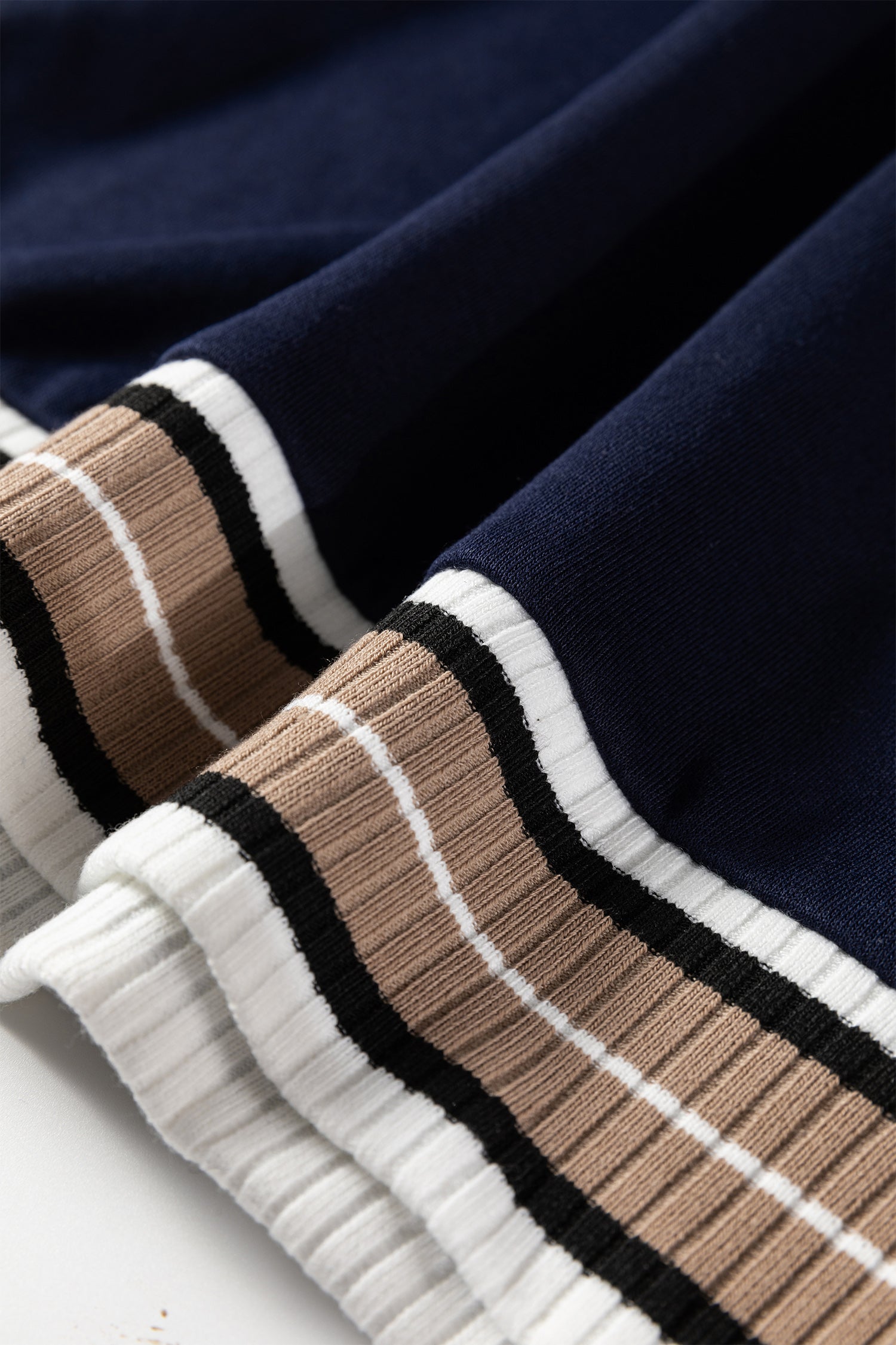 Gray Varsity Contrast Striped Trim V Neck Sweatshirt