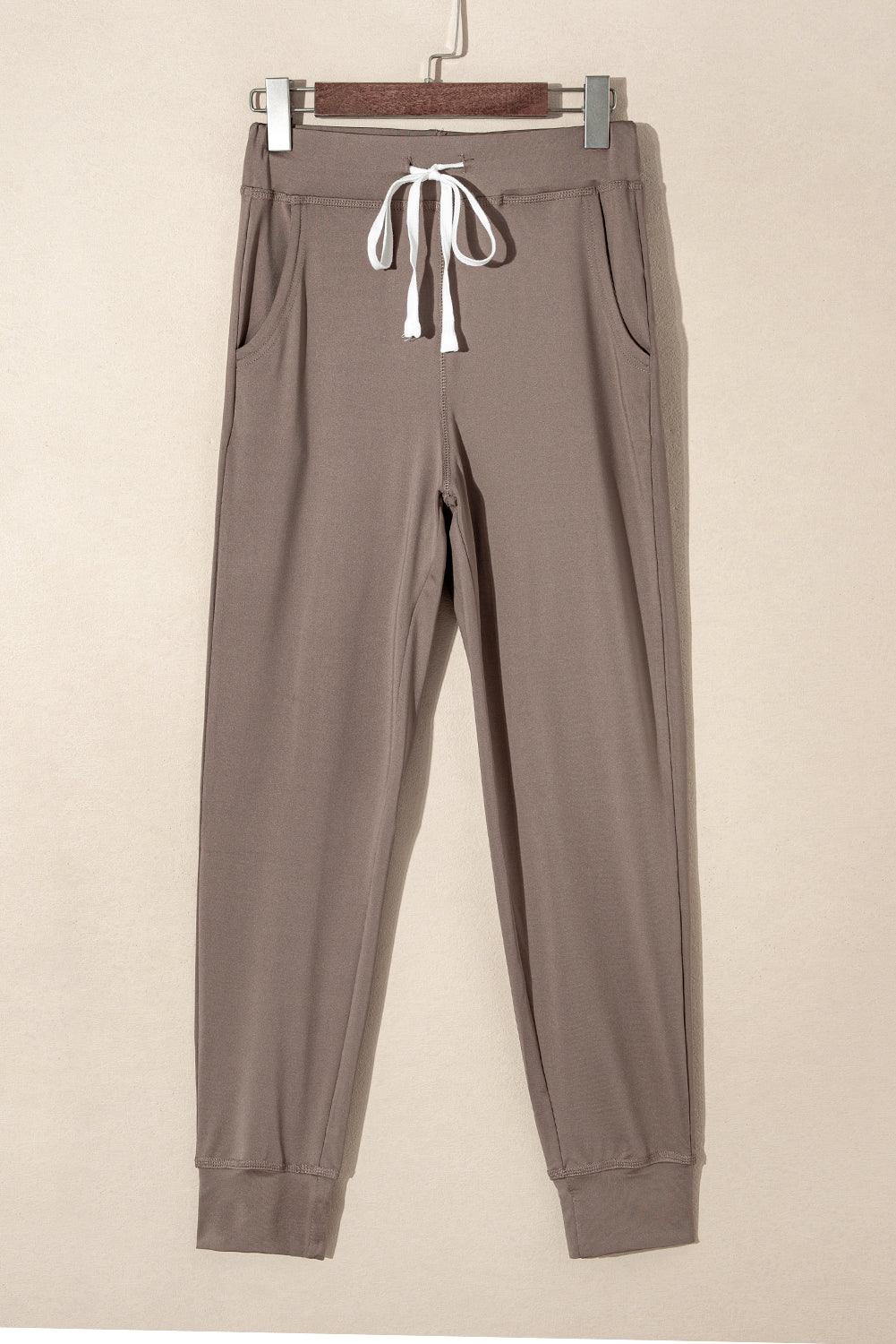 Black Drawstring Elastic Waistband Pocketed Joggers