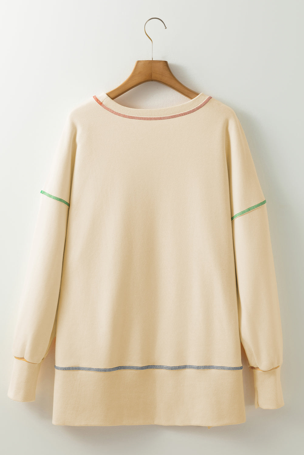 Contrast Stitching Split Baggy Sweatshirt