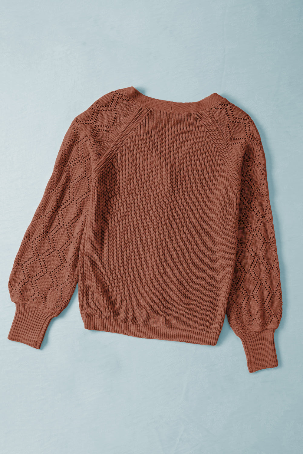 Green Bishop Sleeve Button V Neck Cardigan Sweater