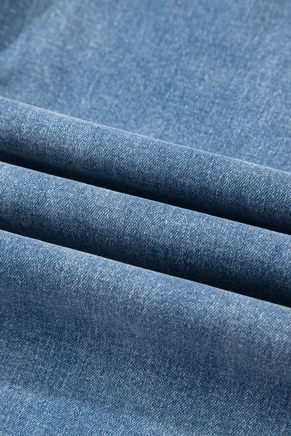 Blue Mid Rise Asymmetrical Waist Wide Leg Jeans