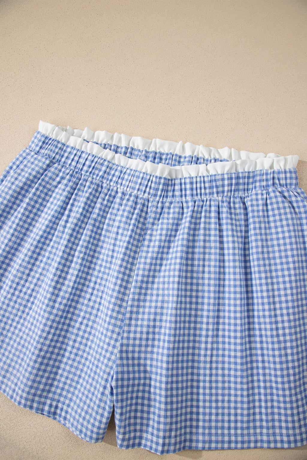 Red Contrast Trim Plaid Print Plus Size Shorts