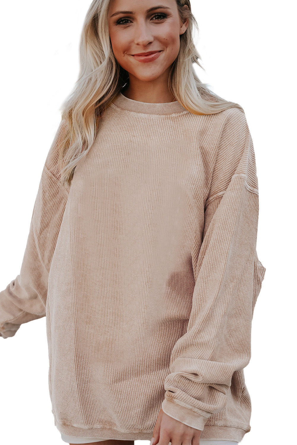 Grass Green Ribbed Corded Oversized Sweatshirt